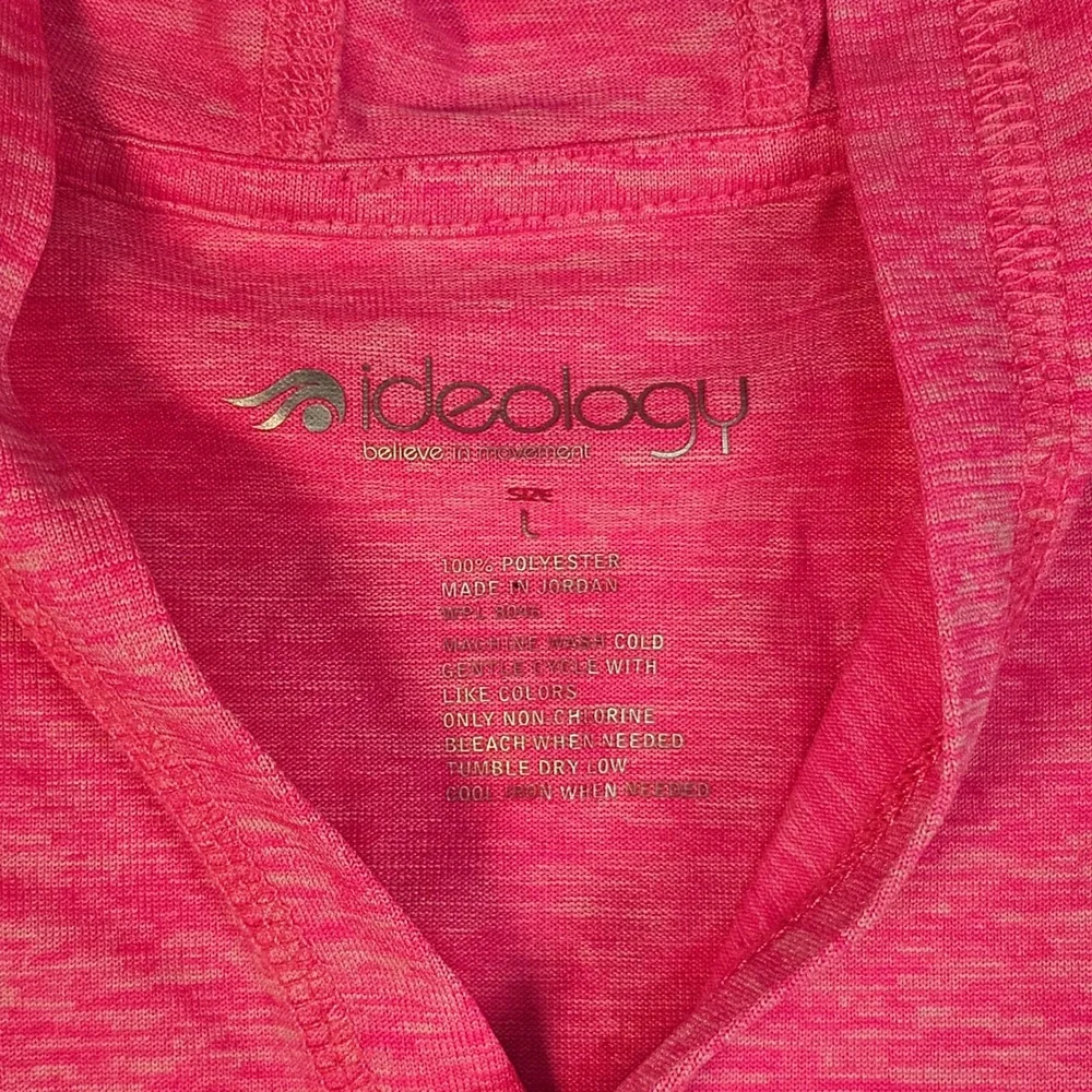 Ideology Womens Pink Space Dye Performance Hoodie Long Sleeve V-Neck Size‎ L